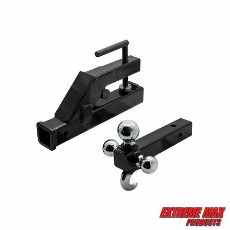 EXTREME MAX Extreme Max 5001.1376 Clamp-On Tractor Bucket Receiver Adapter and Tri-Ball Hitch with Tow Hook 5001.1376